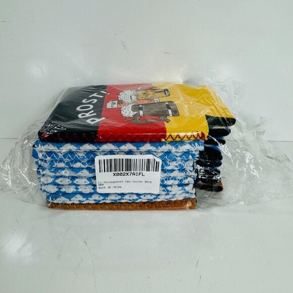 Oktoberfest Beer Can Coolers 9-Pack With Bavarian Patterns & Fun Designs New - Picture 5 of 7